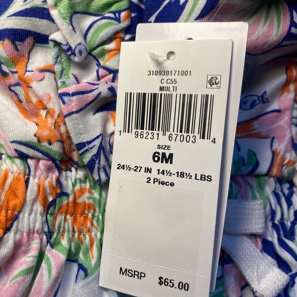 NWT Ralph Lauren Baby Girl Tropical Print Cotton Dress Summer‎ Vacation Resort